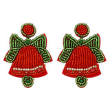 HANDMADE BEADED CHRISTMAS BELL EARRINGS_CWAJE1044