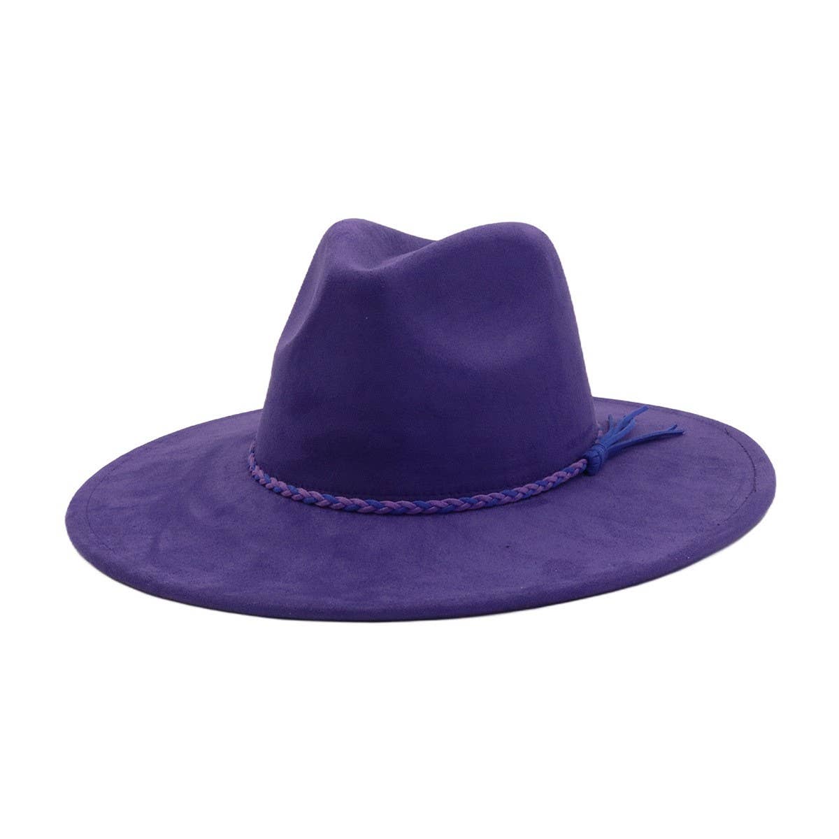 Unisex Suede Wide Brim Fedora Hat Couple Style_Cwah04448