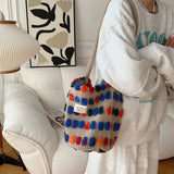 Cwab3896_Plush Crossbody Handbag Shoulder Bucket Bag