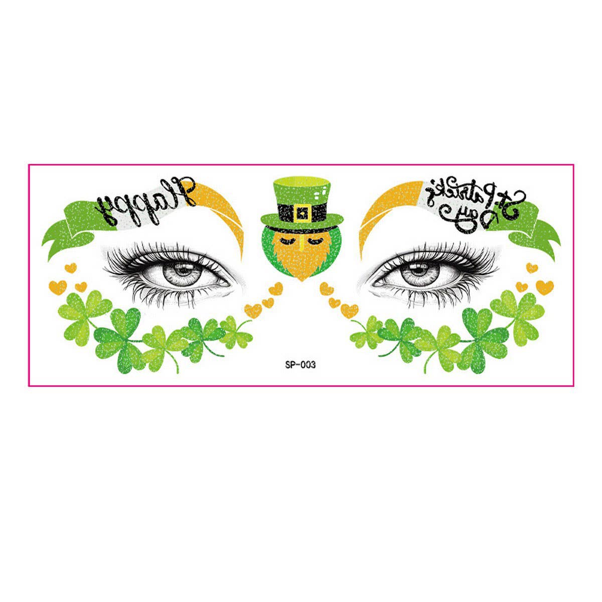 LUCKY CLOVER FACE STICKERS WATERPROOF TATTOOS_CWMM8373