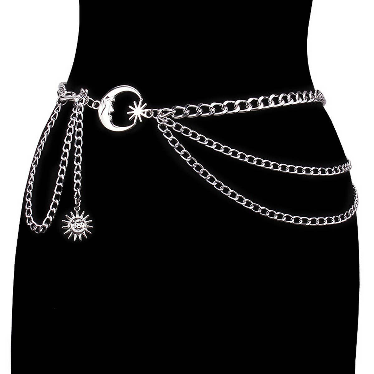 HIP HOP PUNK STYLE MOON MULTI LAYER BODY CHAIN_CWMM0656