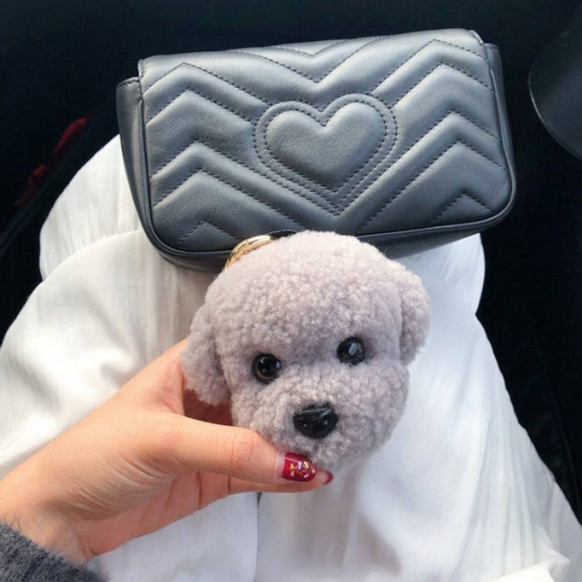 LAMB FUR PUPPY PLUSH BAG PENDANT CAR KEYCHAIN_CWMM2500
