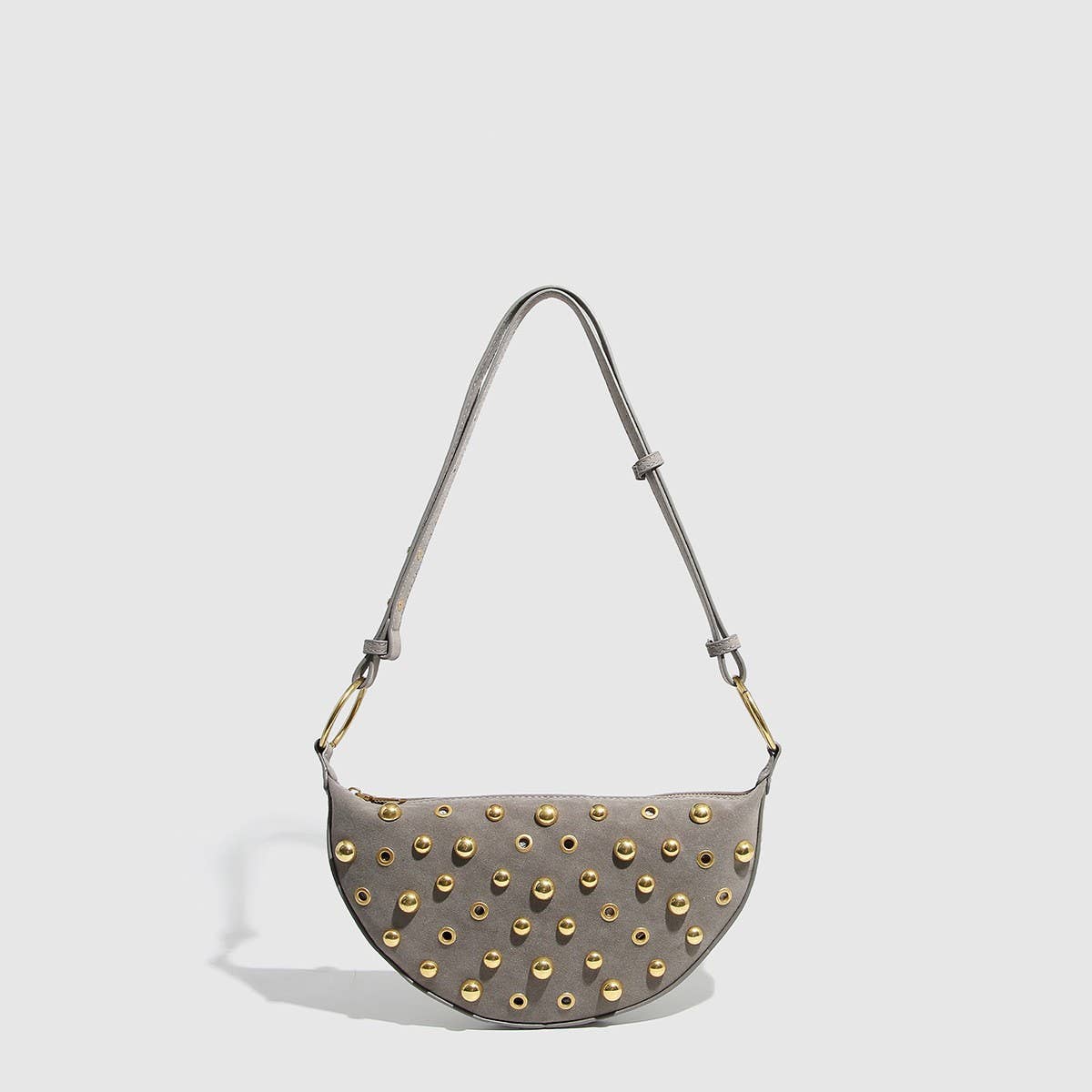 Studded Polka Dot Punk Shoulder Bag For Women_Cuab00617