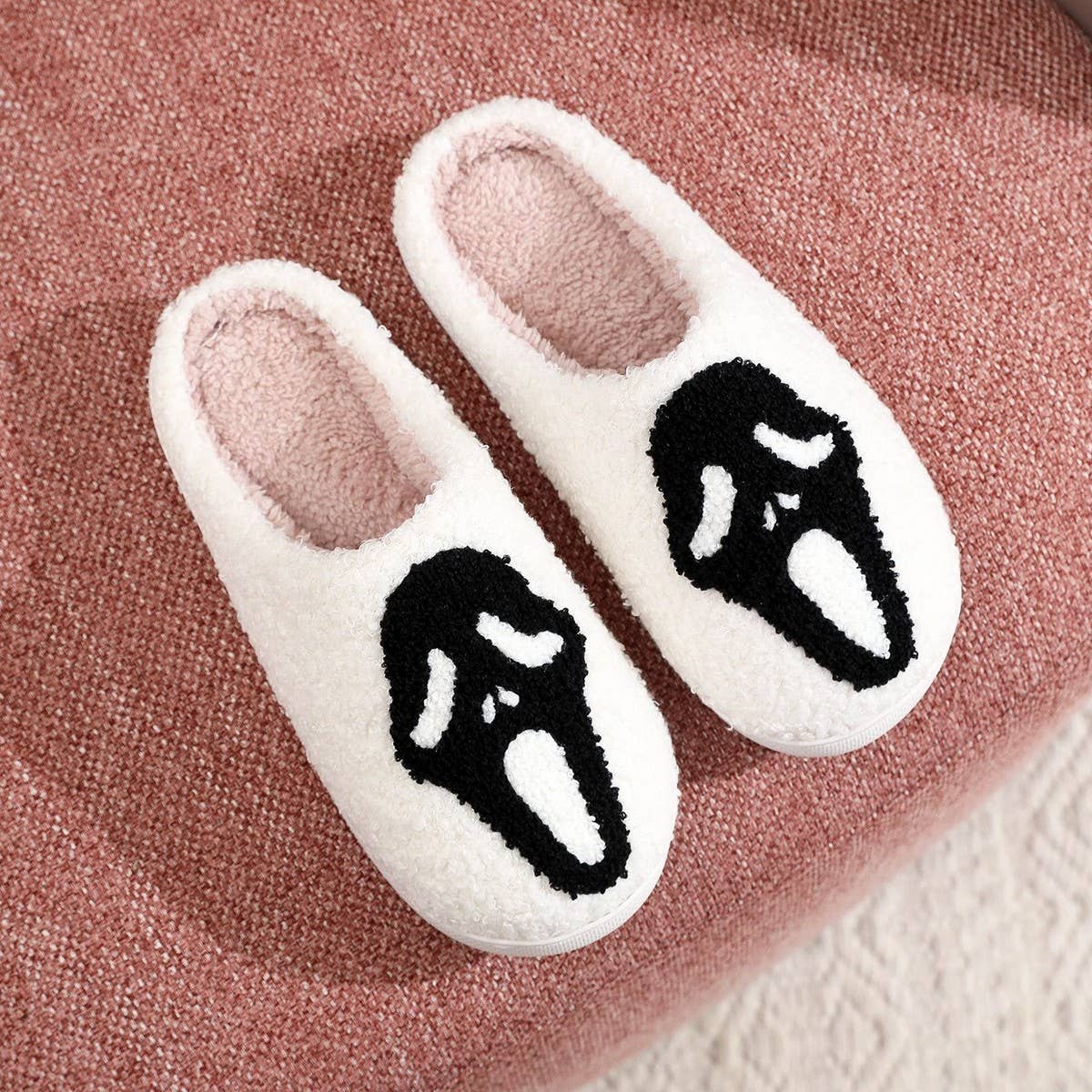 HALLOWEEN HOME SKULL SCREAM COTTON SLIPPERS_CWMM3061