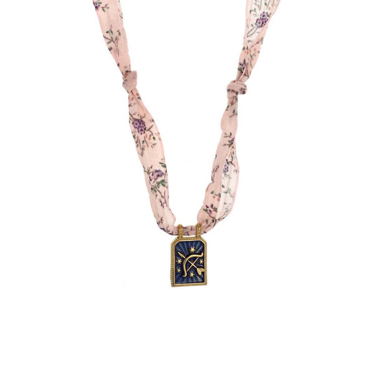 HANDMADE ZODIAC SILK SCARF NECKLACE WITH ENAMEL_CWMM8838