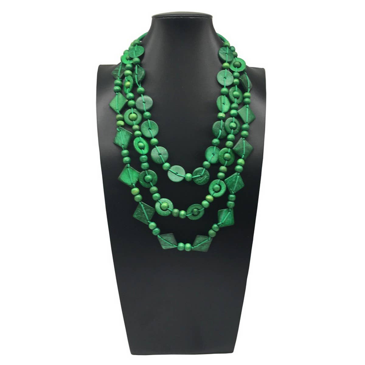 ETHNIC HAND WOVEN COCONUT SHELL WOOD BEAD NECKLACE_CWMM4553