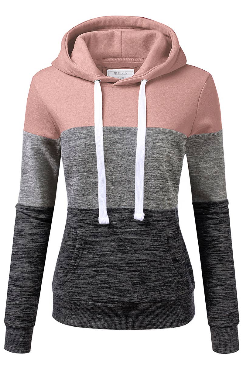 Women Color Matching Casual Hoodie_Cwohol409