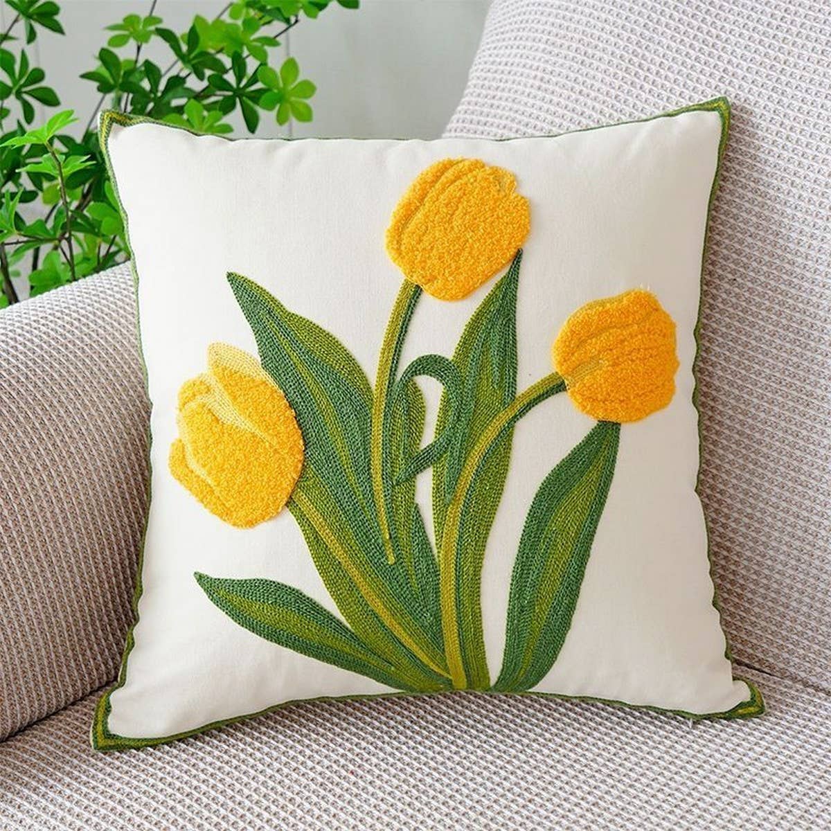 COTTON CREAM PILLOW COVER SOFA BED SQUARE CUSHION_CWMM7684