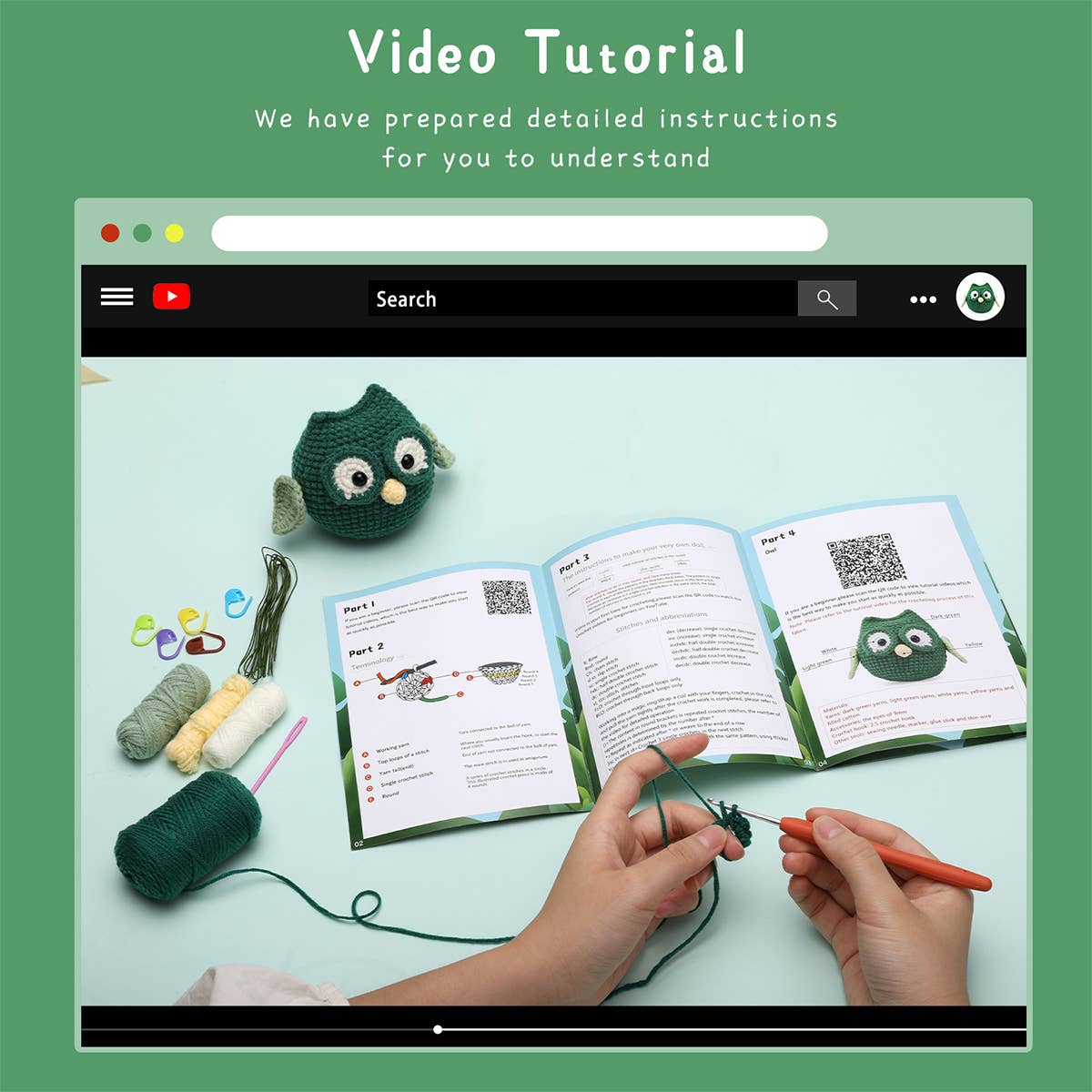 HAND KNITTED DOLL OWL CROCHET SET_CWMM0803