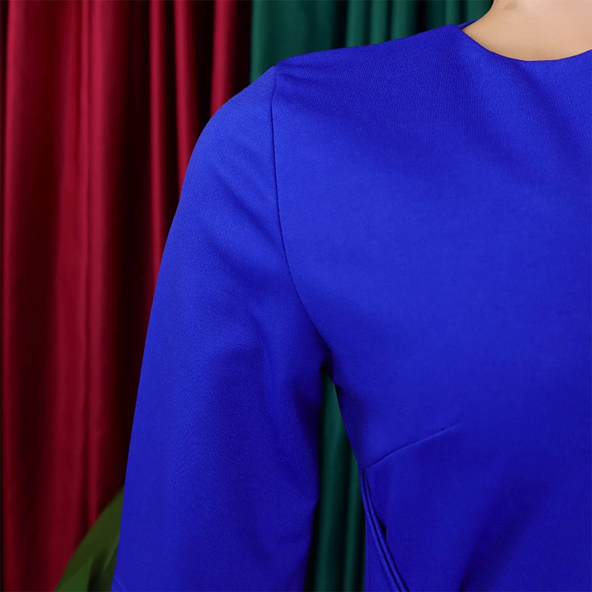 V-Neck Solid Color Hip-Hugging Elegant Dress_Cwdmd3680