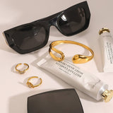 MINIMALIST IRREGULAR OPEN CUFF IN 18K GOLD STEEL_CWAJE4863