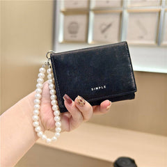 Velvet Pearl Letter Trifold Mini Wallet_Cwab06211