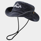 Vintage Wide Brim Sun Hat For Hiking Camping_Cwah3887