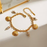 18K GOLD SEASHELL PENDANT BRACELET OCEAN STYLE_CWAJE4669