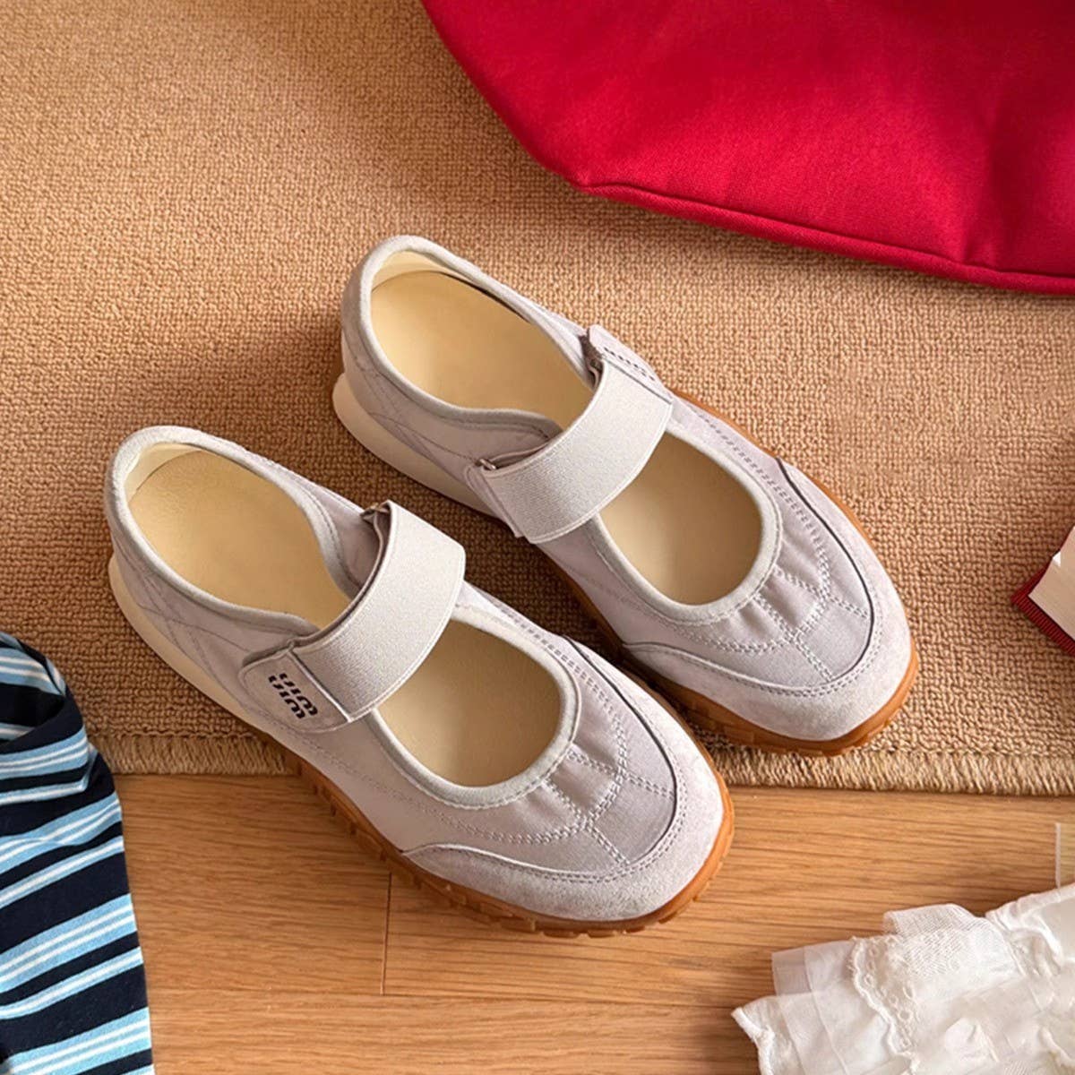 LAMBSKIN MARY JANE SNEAKERS WITH VELCRO_CWSHF0103