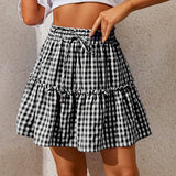 PLEATED PLAID PRINT SKIRT VINTAGE PLAID SKIRT_CWBSS0410