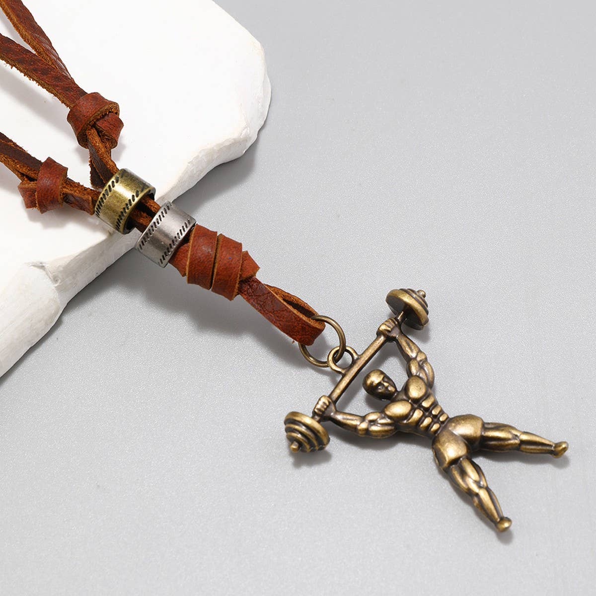 Vintage Sport Pendant Leather Necklace_Cwmm4606