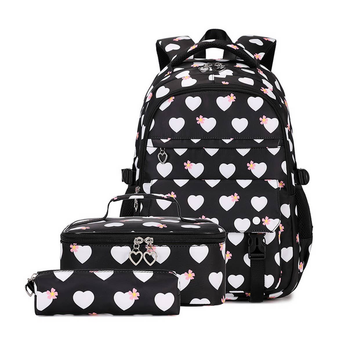 GIRLS BACKPACKS FOR SCHOOL 3 PIECE HEART DESIGN_CWAB5390