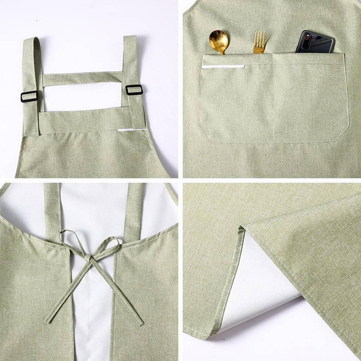 FABRIC COATING SOLID COLOR APRON WITH POCKETS BULK_CWMM2037