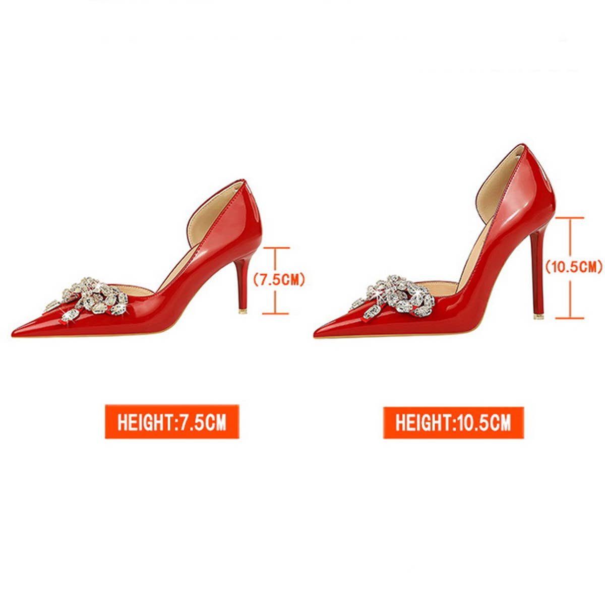 Vintage Rhinestone Pearl Side Cutout High Heels