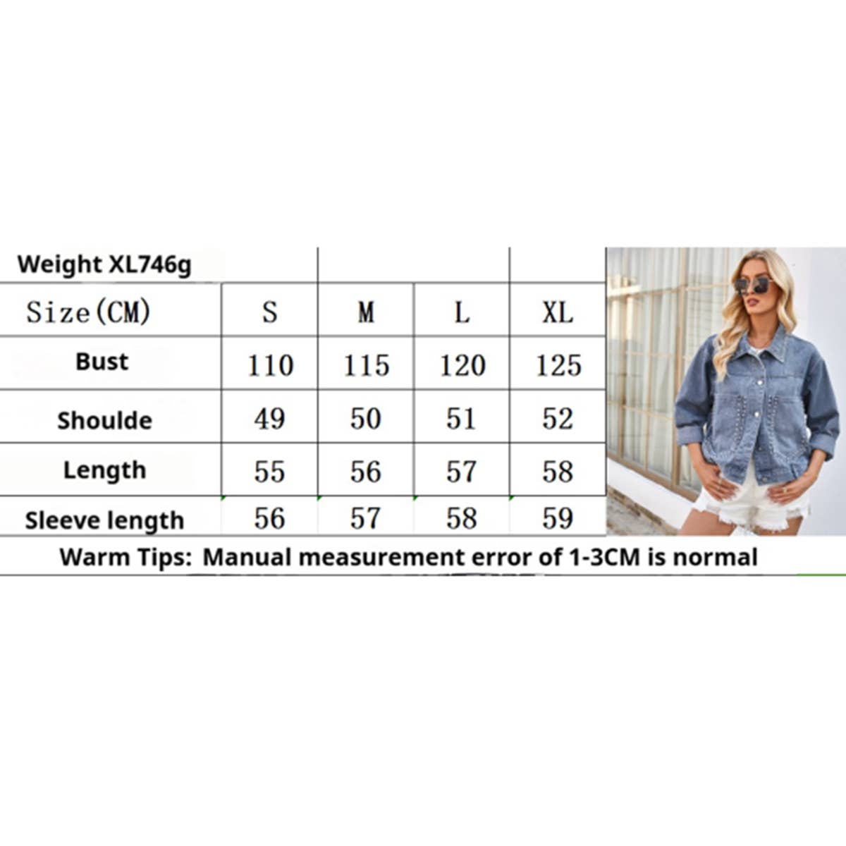 PUNK STUDDED WASHED DENIM JACKET LOOSE FIT_CWOCO1196