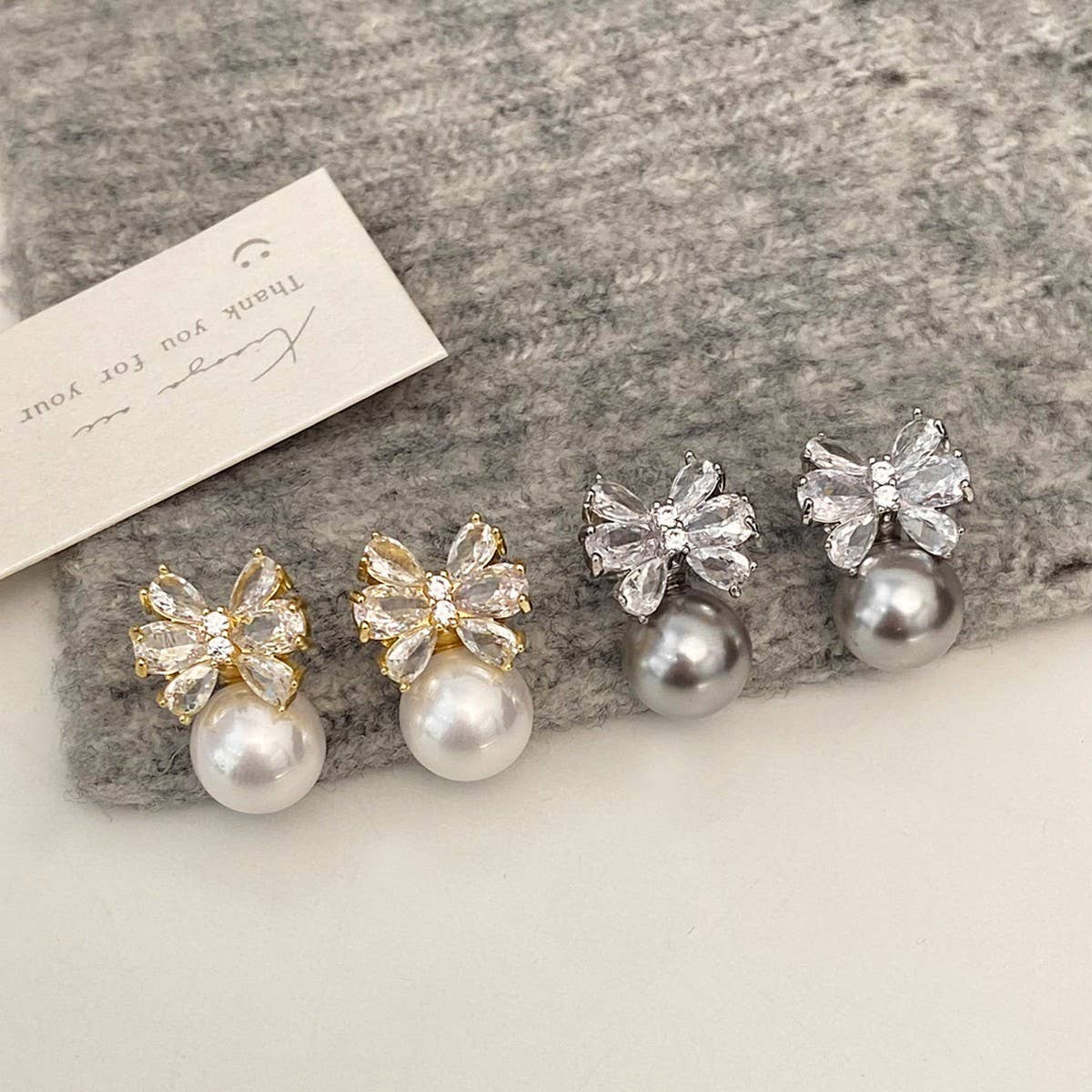 SIMPLE HIGH GRADE BOW ZIRCON EARRINGS FOR WOMEN_CWAJE2998