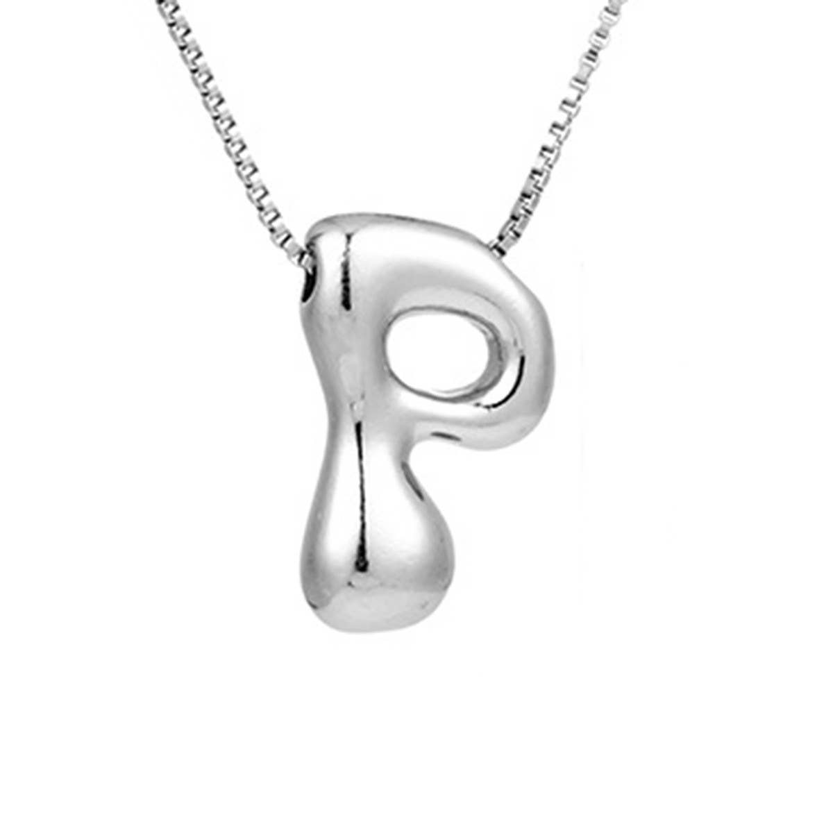 HIP HOP 26 LETTERS PENDANT NECKLACE SILVER CHAIN_CWMM5865