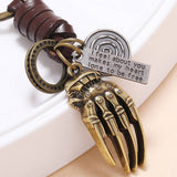 Vintage Braided Alloy Bone Cowhide Keychain_Cwmm4770