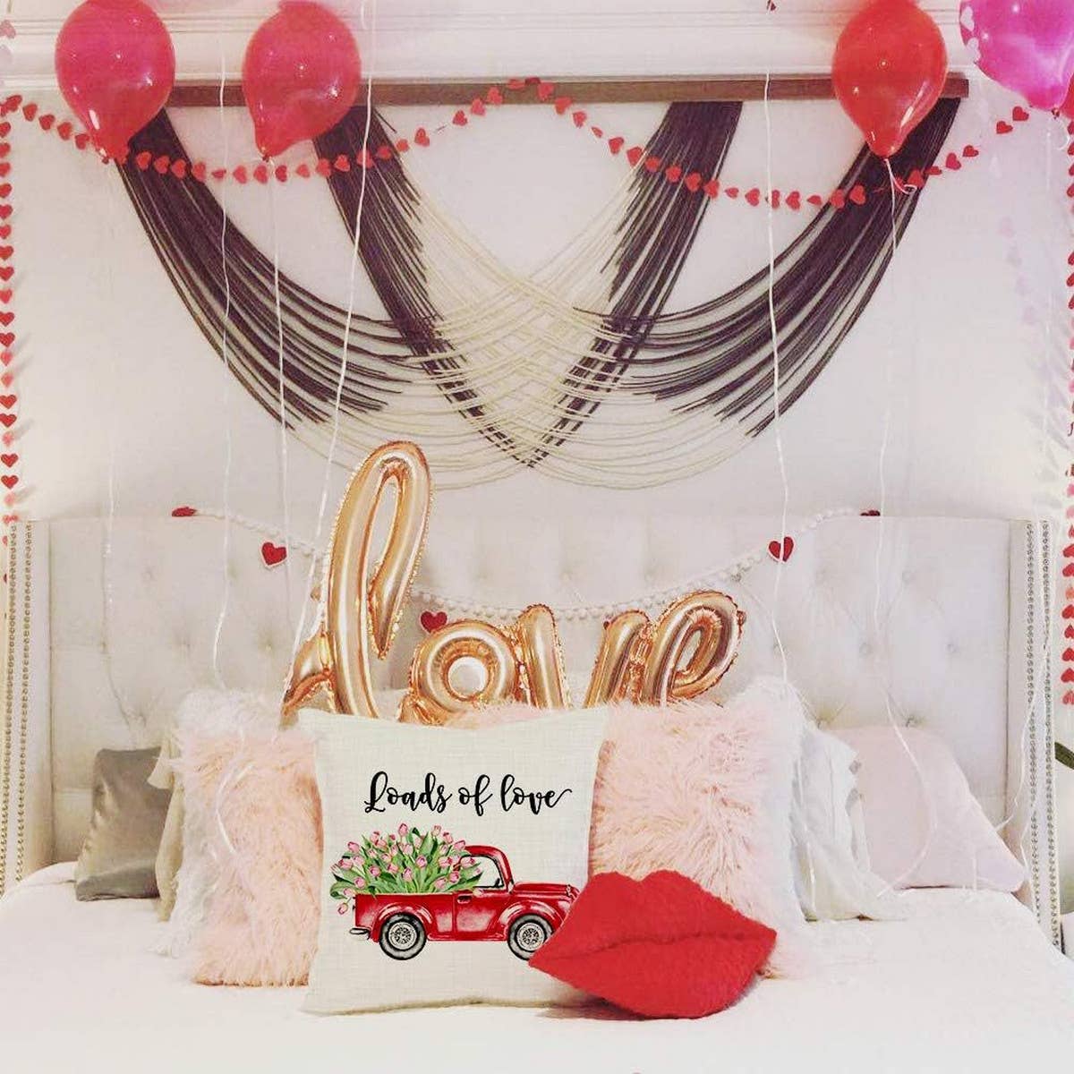 HOME PRINTED RED LOVE PILLOW COVER_CWMM0772