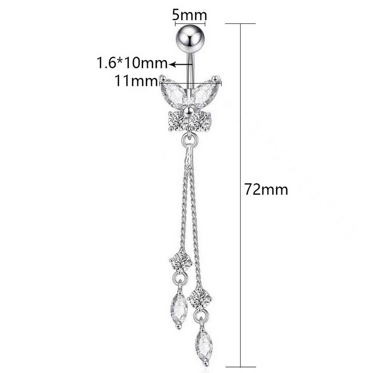 SIMPLE BUTTERFLY ZIRCON NAVEL PIERCING RING_CWMM9251