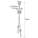 SIMPLE BUTTERFLY ZIRCON NAVEL PIERCING RING_CWMM9251