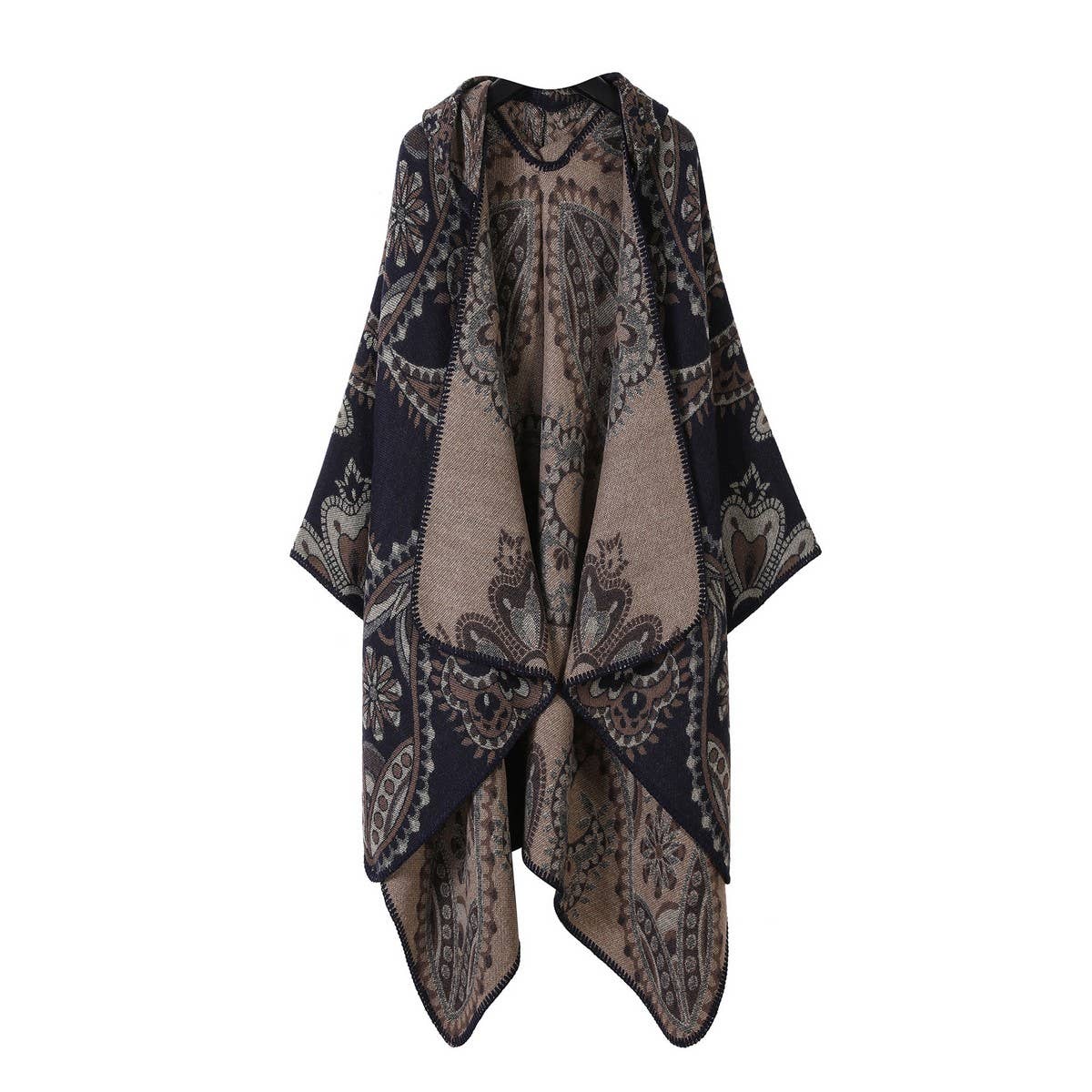 HOODED CAPE VERSATILE SUNFLOWER SCARF SLIT SHAWL_CWASC2272