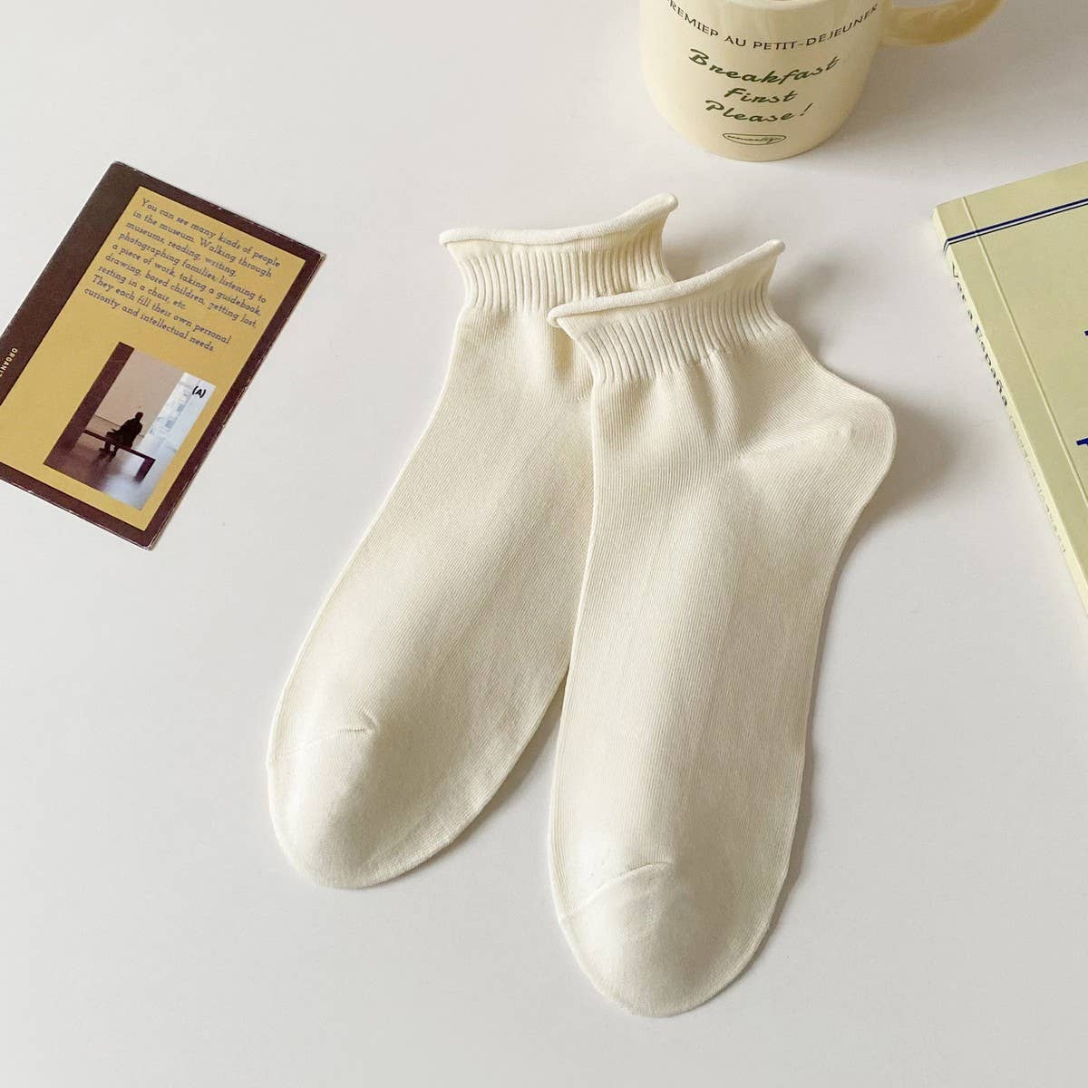 SUMMER LADIES ROLLED COTTON BOAT SOCKS_CWMS2015