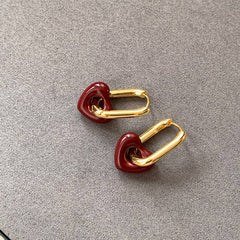 Red Enamel Heart Pendant Necklace_Cwaje06336