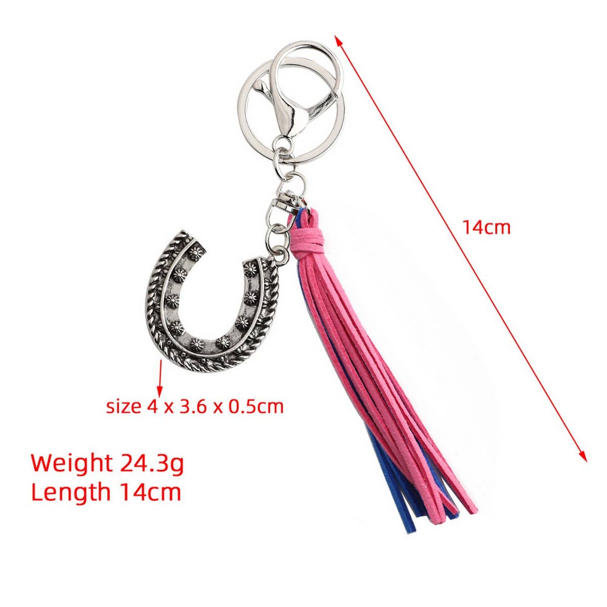 BOHO WESTERN HORSESHOE KEYCHAIN WITH VINTAGE CHARM_CWAB5084