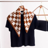 Cwasc2405_Fashion Checkerboard Silk Scarf Simple Silk Scarf