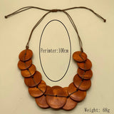 FASHION ROUND WOOD SLICE ADJUSTABLE NECKLACE_CWMM4863