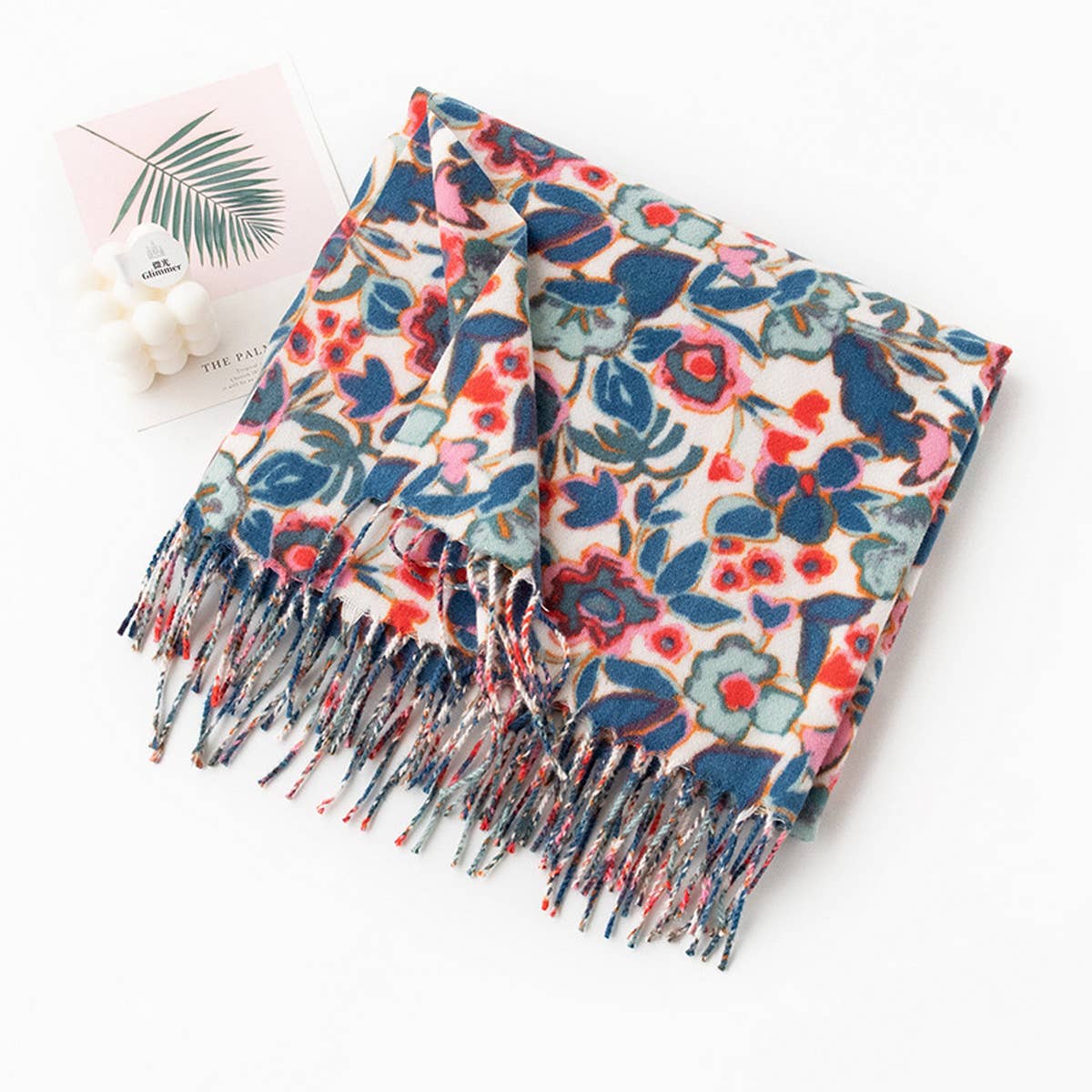 SOFT FAUX CASHMERE FLORAL SCARF ELEGANT WRAP_CWASC0917