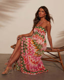 Splicing Color Sexy Halter Long Swing Dress