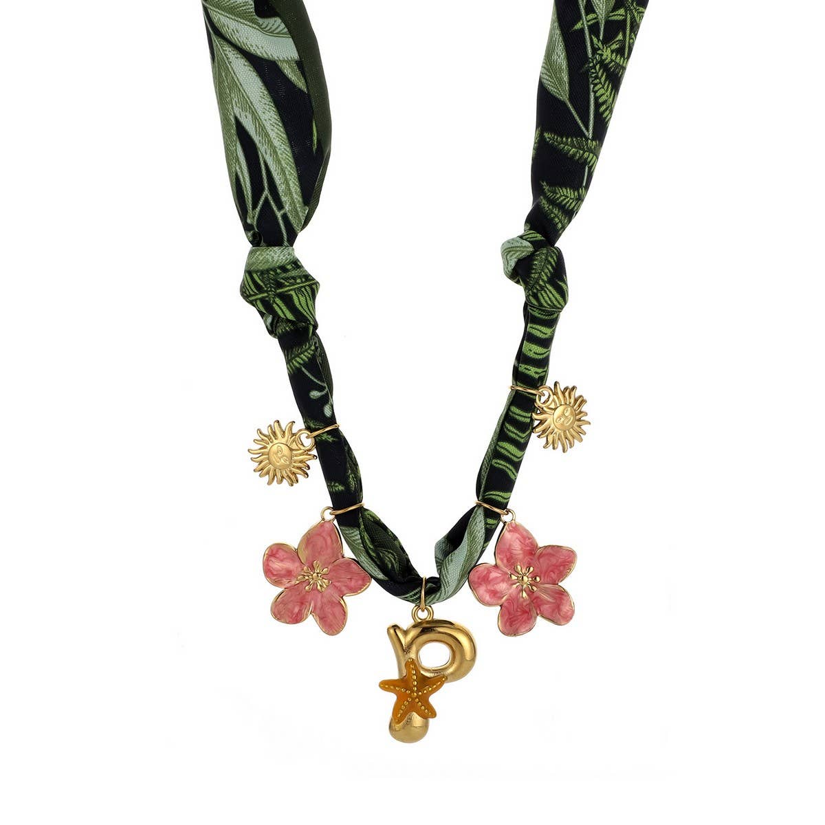 COLORFUL SCARF NECKLACE WITH FRUIT CHARMS_CWMM8801