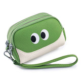 CUTE MINI LEATHER WRISTLET TRIPLE ZIPPER POUCH_CUAB00380