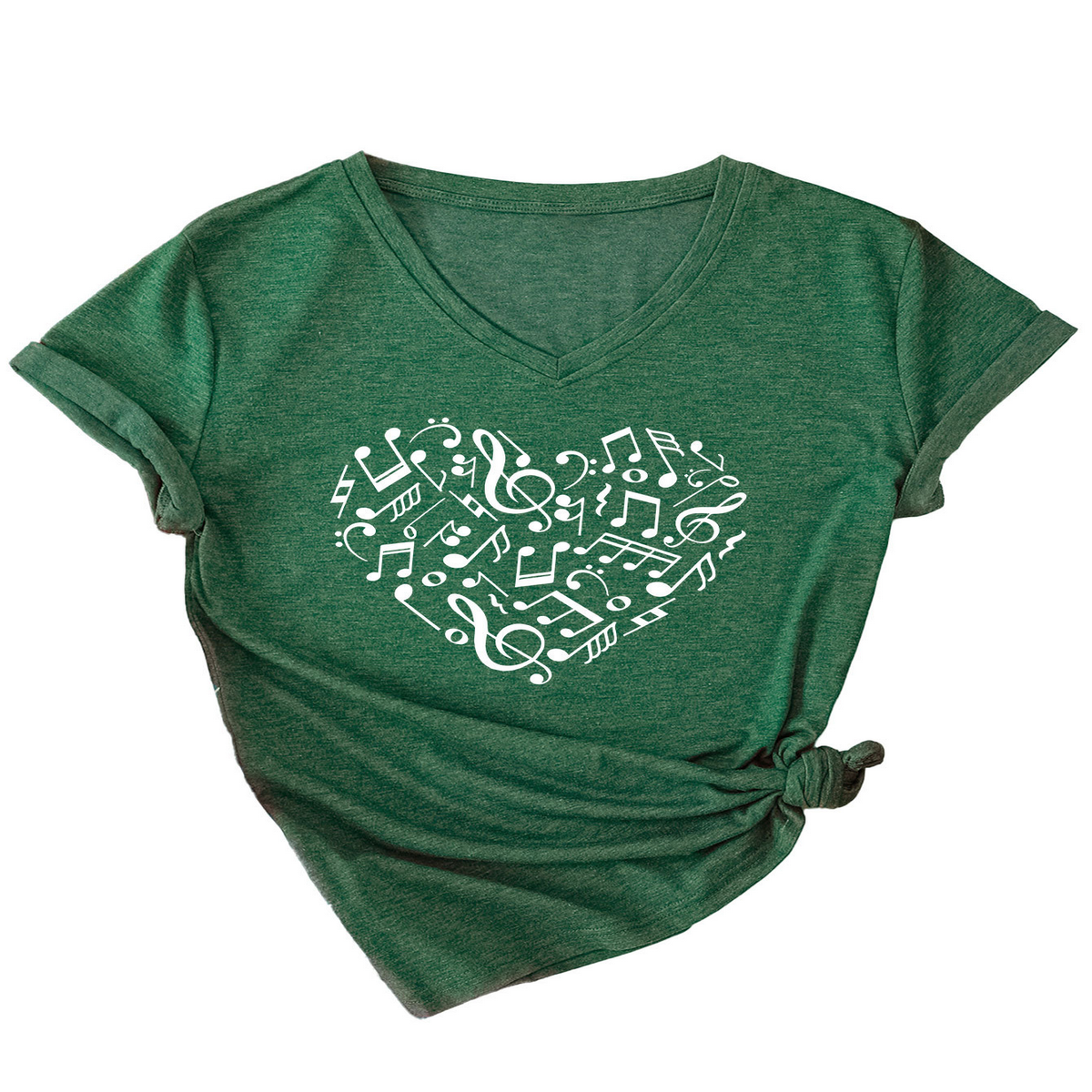 HEART AND MUSIC V NECK T SHIRT RELAXED FIT_CWTTS1541