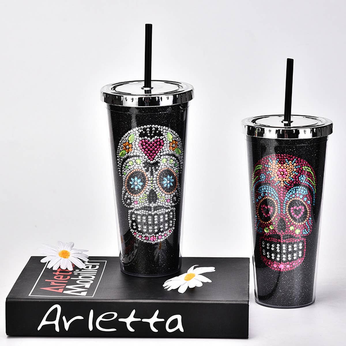 DOUBLE LAYER STRAW SKULL WATER CUP_CWMM0983
