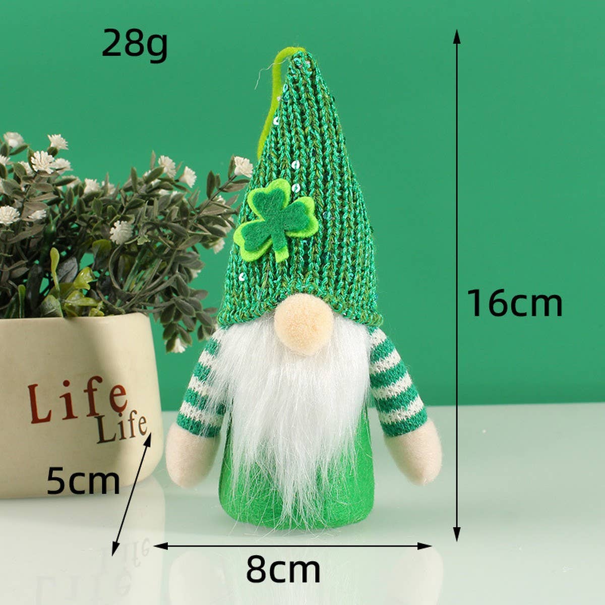 ST PATRICKS DAY SEQUIN HAT LIGHT UP ELF DOLL_CWMM3455