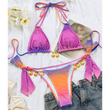 GRADIENT BIKINI SET SEXY SHELL DETAIL SWIMSUIT_CWMW0716