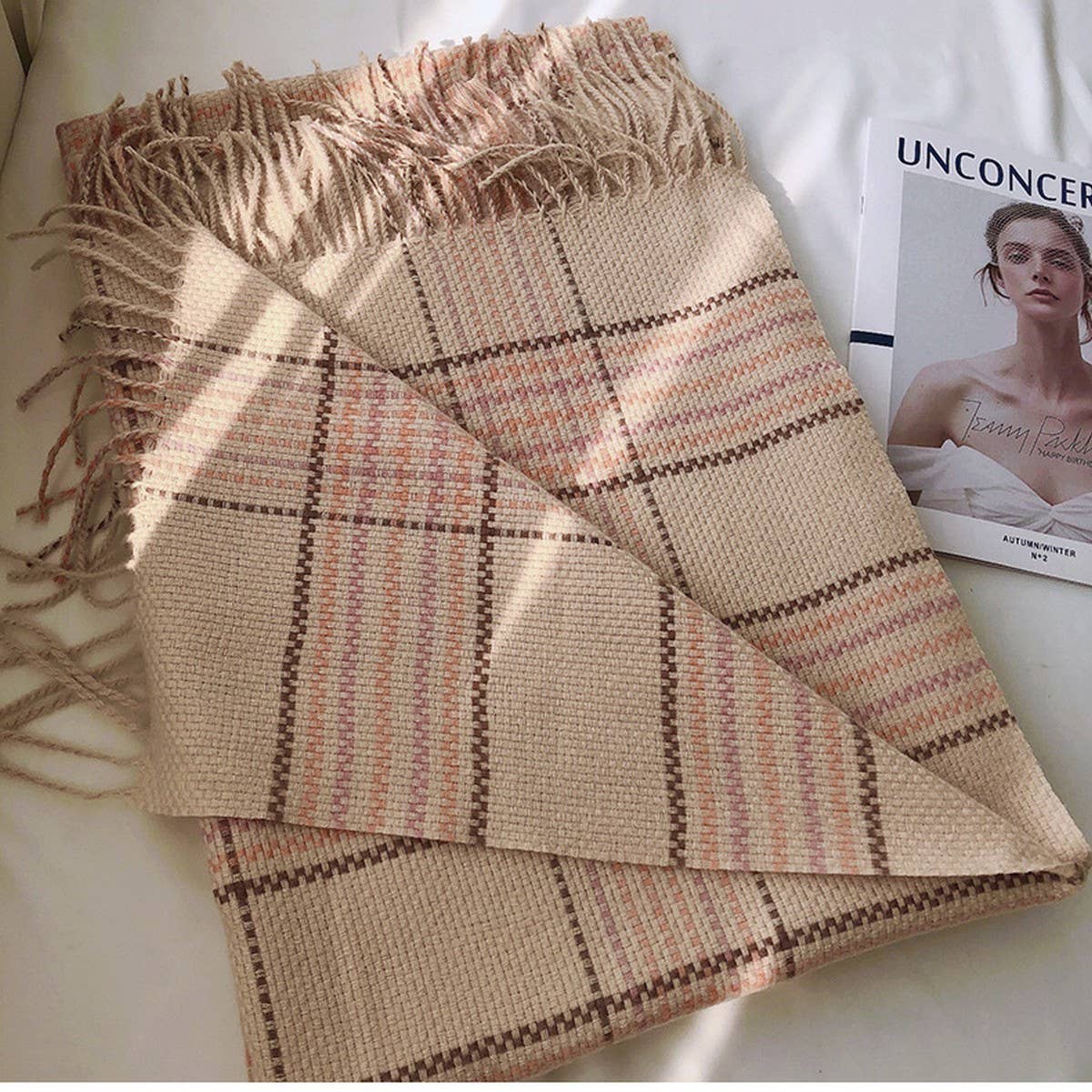 PLAID FAUX CASHMERE SCARF THICK WARM WINTER WRAP_CWASC1453