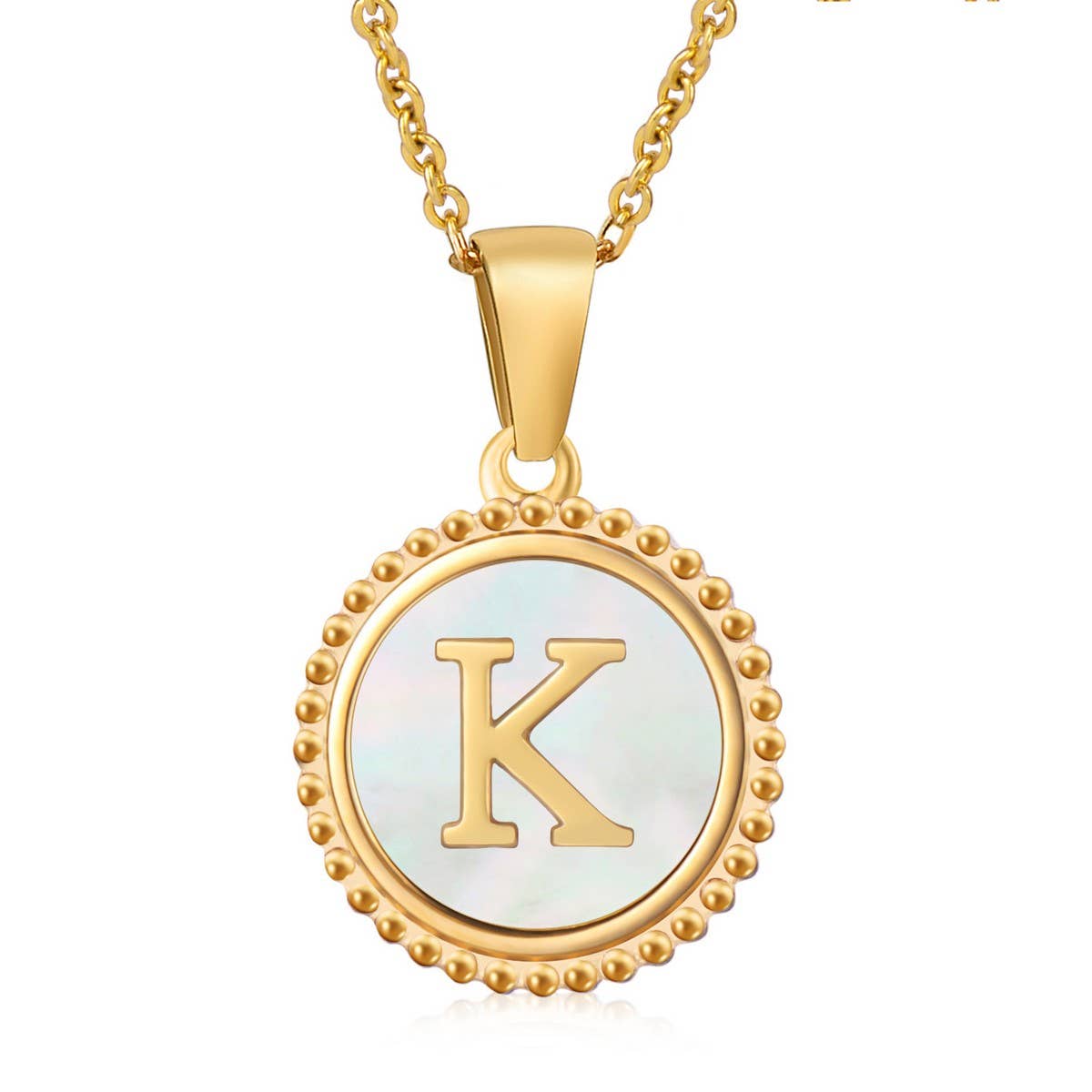 18K GOLD STAINLESS STEEL SHELL LETTER NECKLACE_CWAJE0686