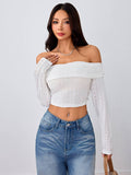 Womens Sweet & Sexy Off-Shoulder Crop Top