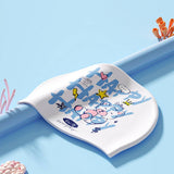 KIDS SILICONE SWIM CAP CUTE PRINT EAR PROTECTION_CWMM6790