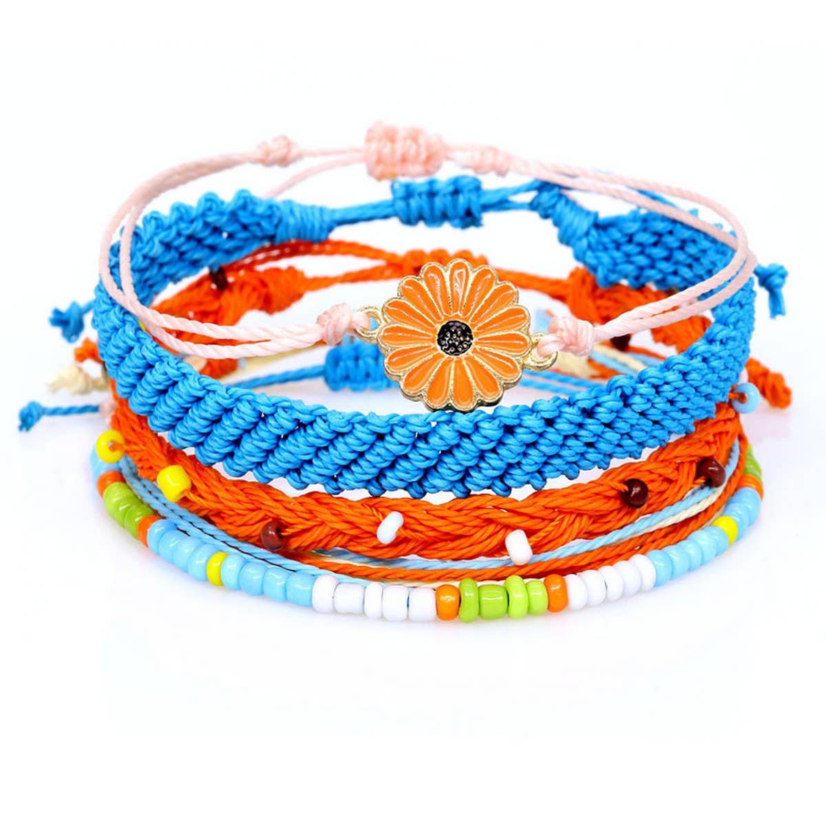 SUNFLOWER DAISY MIXED COLOR WOVEN BRACELET_CWAJE0717